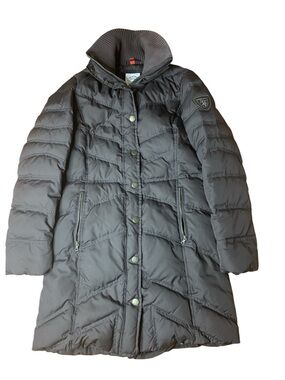 Esprit Down & Feather Quilted Puffer Coat - Black - Size S